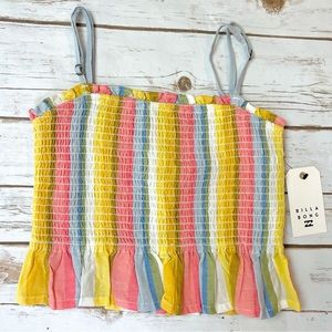 Billabong Keep Your Cool Stripe Ruffle Crop Tank Top Size M Medium NWT